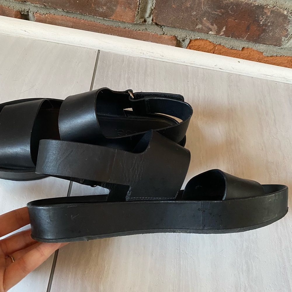 VINCE Marrett Platform Leather Sandals black size 6 - Picture 14 of 14